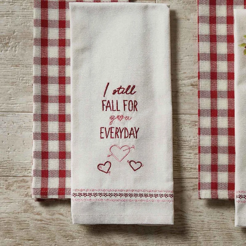 I Still Fall for You Valentine Dishtowel Set of 2 Park Designs