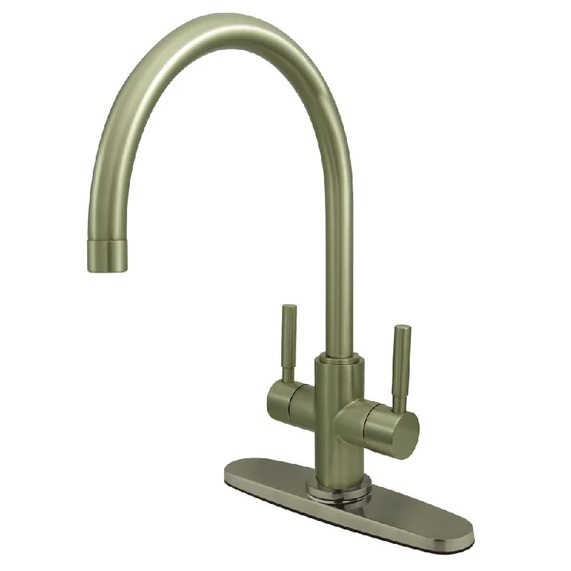 Kingston Brass Concord Satin Nickel 2 Handle Kitchen Faucet w/ Plate KS8778DLLS