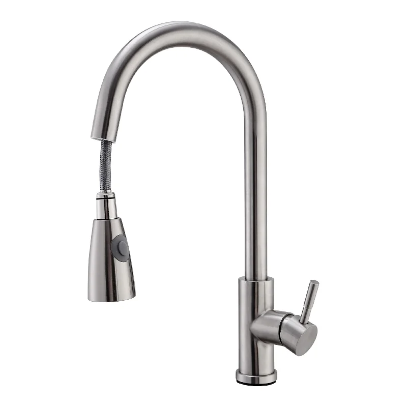 Kitchen Sink Faucet Brushed Nickel Pulldown Head Sprayer