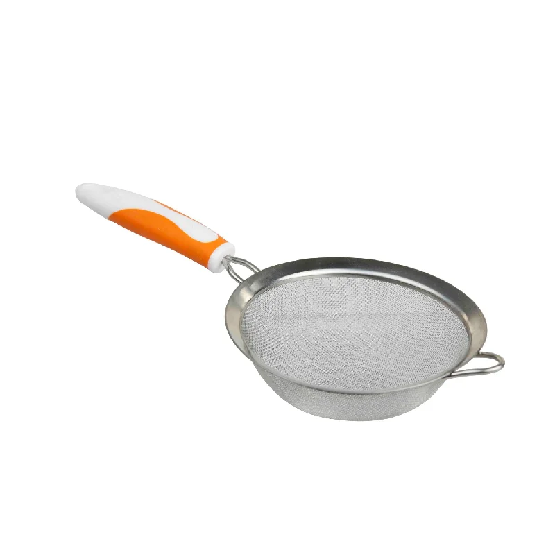 Large Finely Netted Mesh Strainer with Non-Slip Rubber Grip Handle