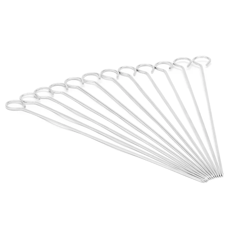 12 Piece Stainless Steel BBQ Skewers