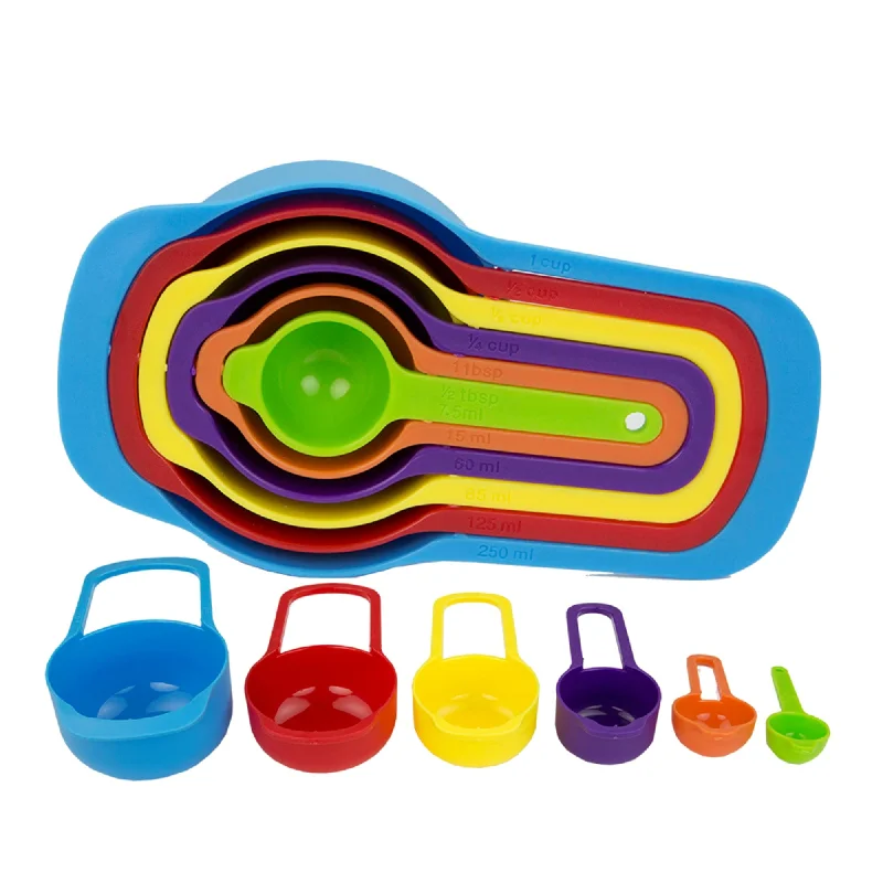 6 Piece Plastic Measuring Cup Set, Multi-Colored