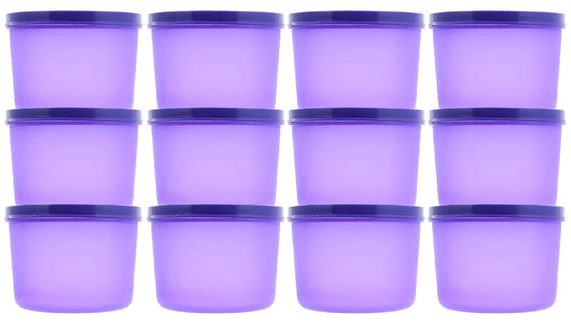 Kuber Industries Plastic 12 Pieces Kitchen Storage Spice Containers, Fridge Container, Food Utility Box, Food Storage Containers Jars 400 Ml (Purple) - CTLTC43872