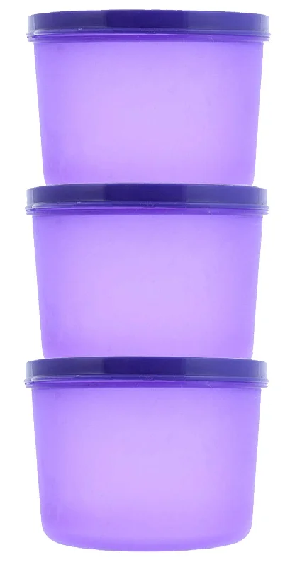 Kuber Industries Plastic 3 Pieces Kitchen Storage Spice Containers, Fridge Container, Food Utility Box, Food Storage Containers Jars 200 Ml (Purple) - CTLTC43814