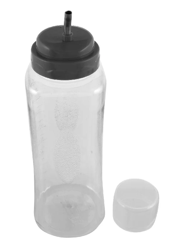 Kuber Industries Plastic Leakproof Drop Oil Bottle Olive Oil Dispenser for Kitchen Storage Container, 1 LTR (Grey)-KUBMART11123