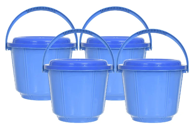 Kuber Industries Small Multiuses Plastic Kitchen & Pantry Storage Container/Bucket with Handle & Lid, 5 LTR.- Pack of 4 (Cream)-47KM01245