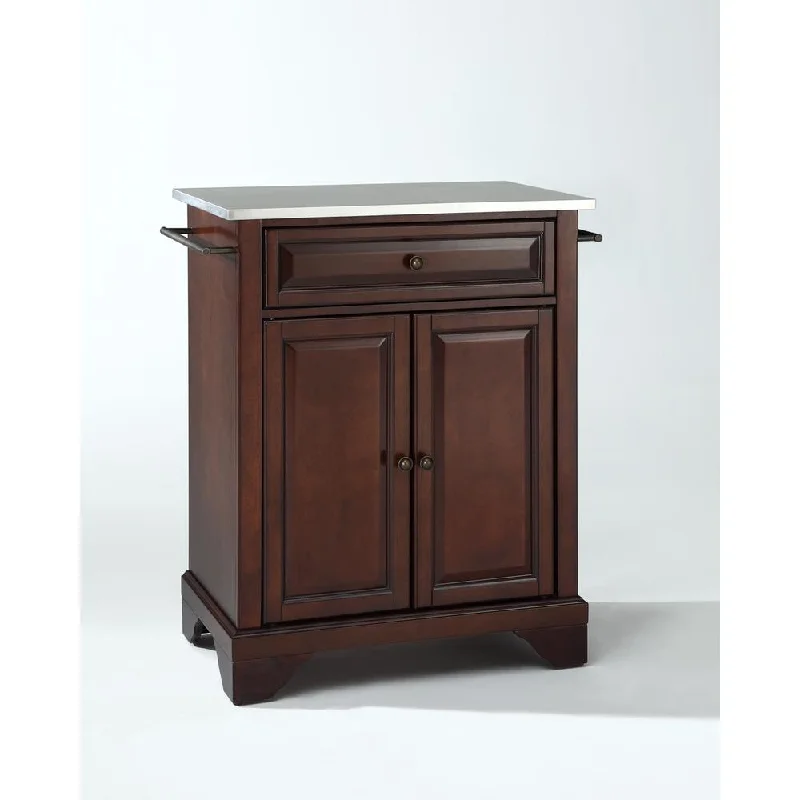 Lafayette Stainless Steel Top Portable Kitchen Island/Cart Mahogany/Stainless Steel