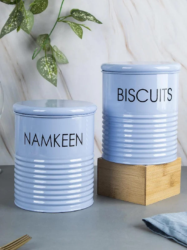 Biscuits & Namkeen Jar Set Of 2 ( Light Blue, Each 1700 Ml )