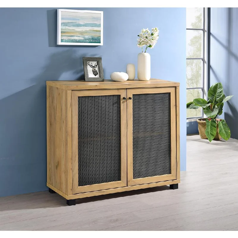 Mchale Accent Cabinet with Two Mesh Doors Golden Oak