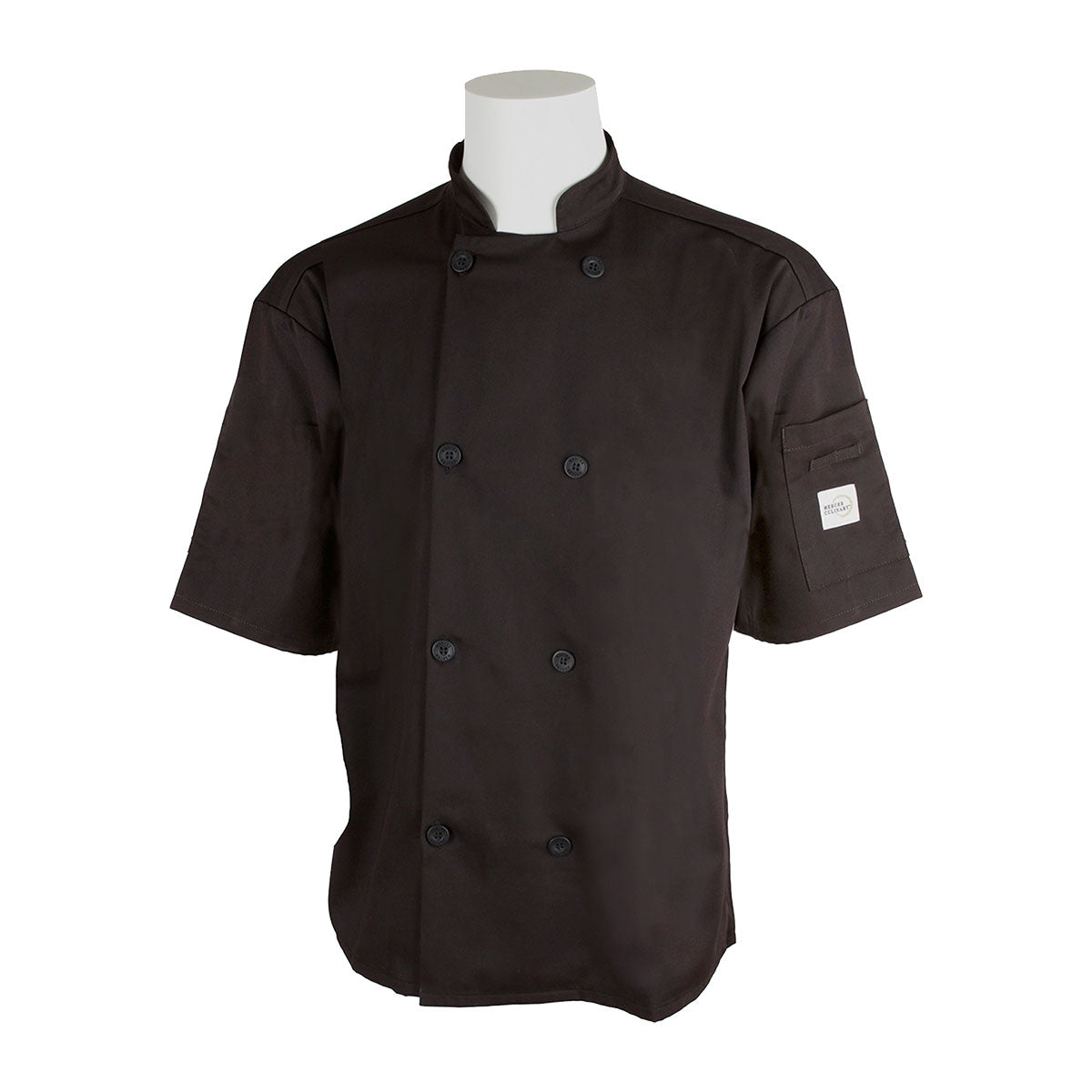 Mercer Millennia Air M60019BK3X Unisex Short Sleeve Chef Coat w/ Shoulder Pocket, 3X, Black