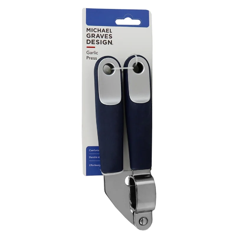 Michael Graves Design Comfortable Grip Stainless Steel Garlic Press, Indigo