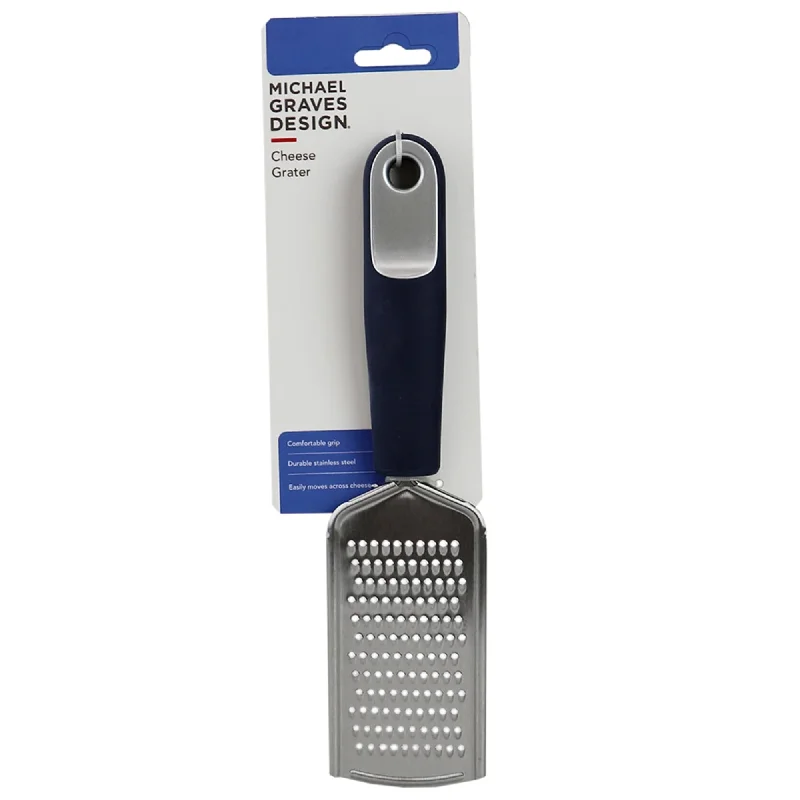 Michael Graves Design Comfortable Grip Handheld Flat Stainless Steel Cheese Grater,  Indigo