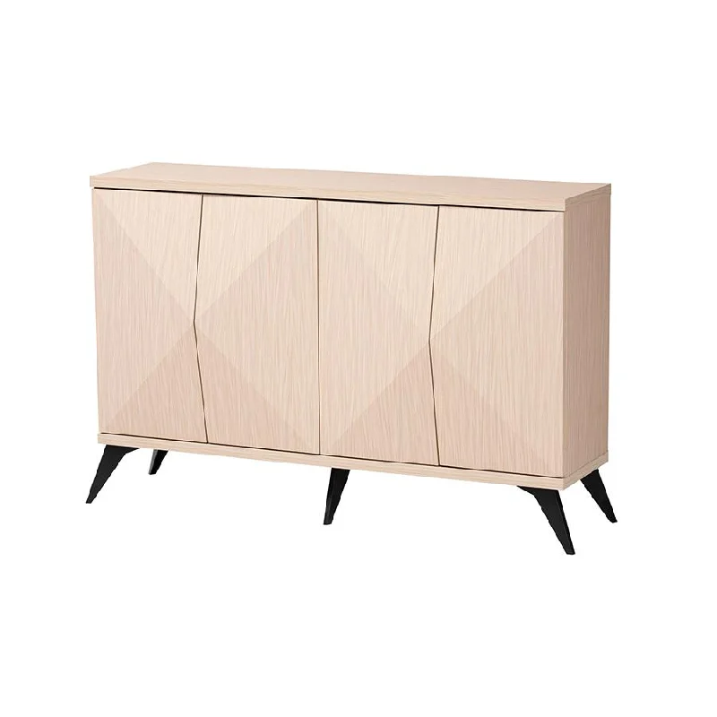 Modern Two-Tone Light Brown and Black Wood 4-Door Sideboard Buffet