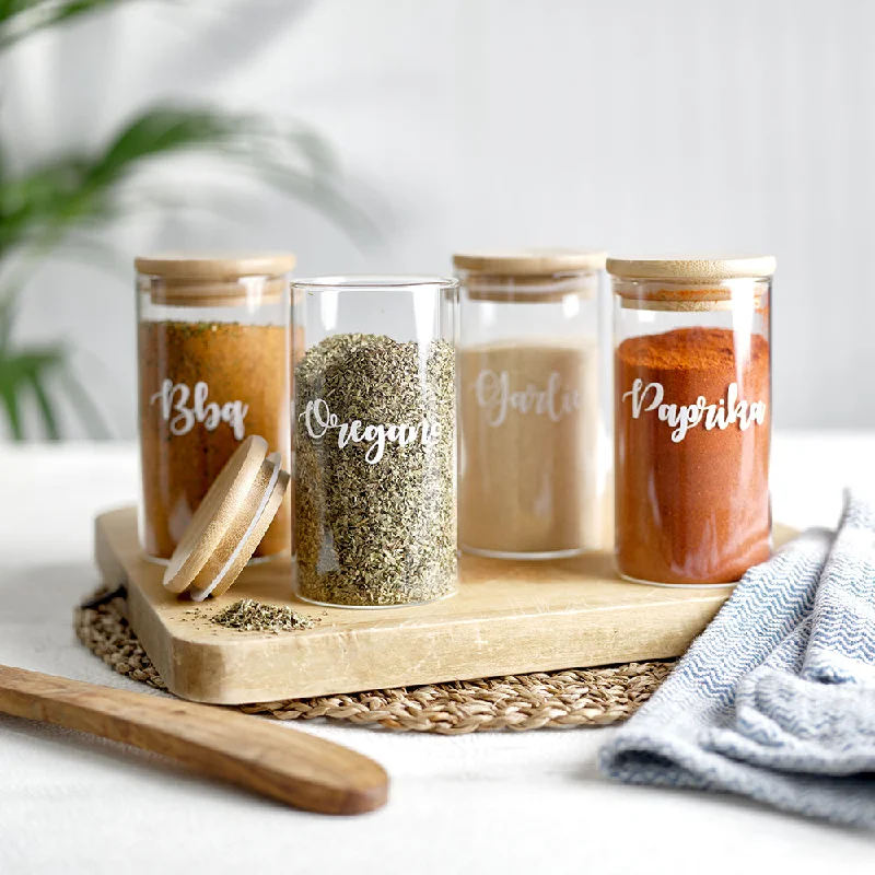 Glass Spice Jars with Bamboo Lid