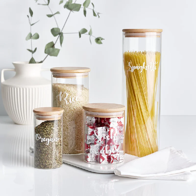 Customised Glass Food Storage Jars Bamboo Lid