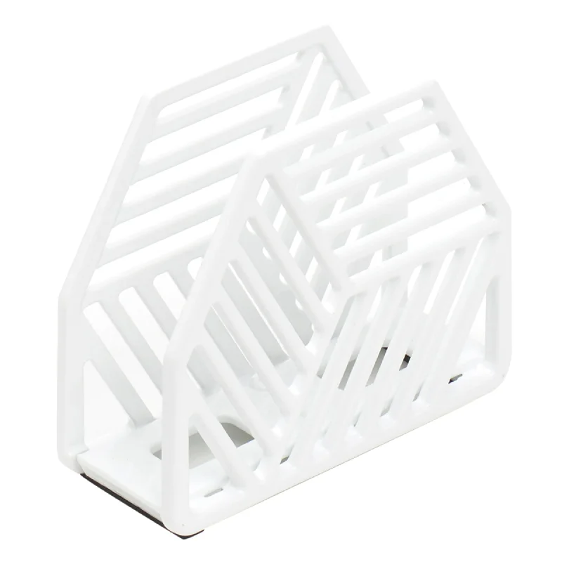 Lines Upright Cast Iron Napkin Holder, White