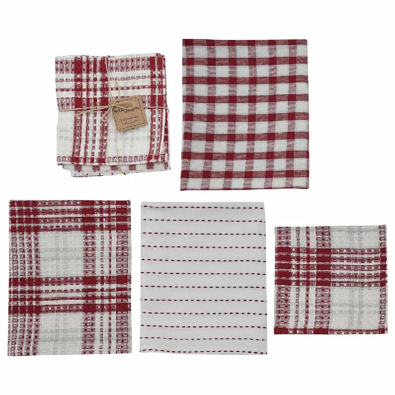 Peppermint Plaid 3 Dishtowels 1 Dishcloth Set - Park Designs