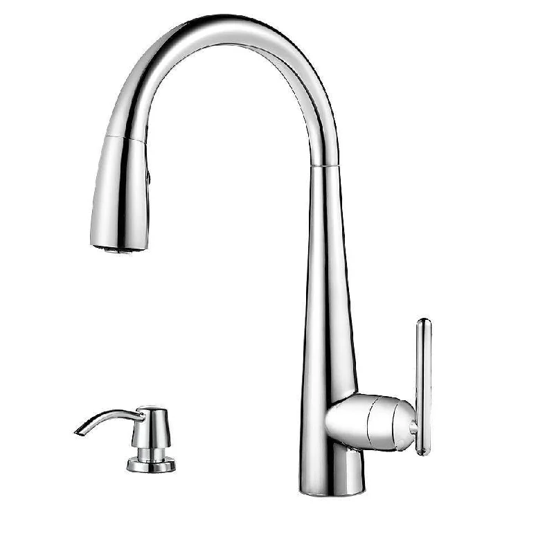 Price Pfister Lita Single-Handle Pull-Down Sprayer Kitchen Faucet with Soap Dispenser in Polished Chrome 642756