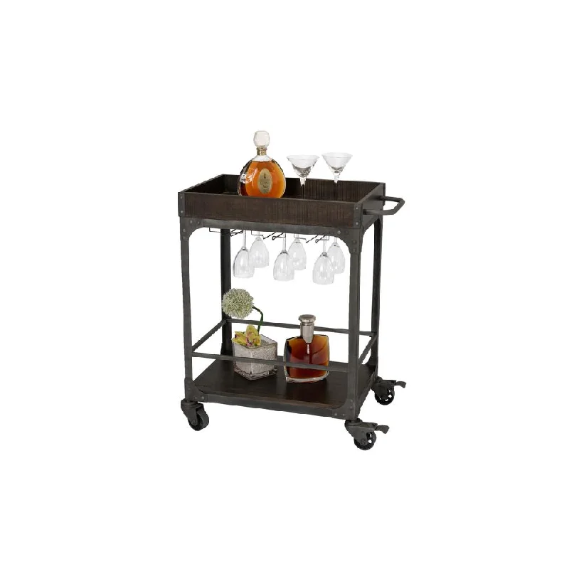 Rustic Espresso Cart w/ Lower Shelf