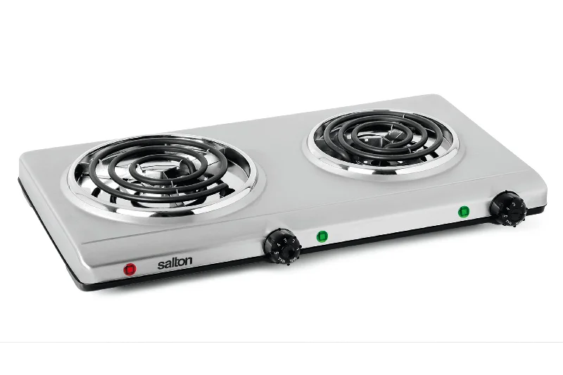 Salton Portable Double Cooktop  - Stainless Steel