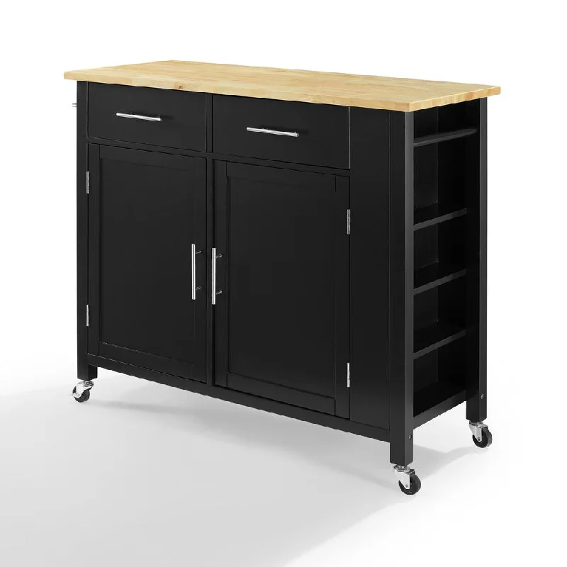 Savannah Wood Top Full-Size Kitchen Island/Cart Black/Natural