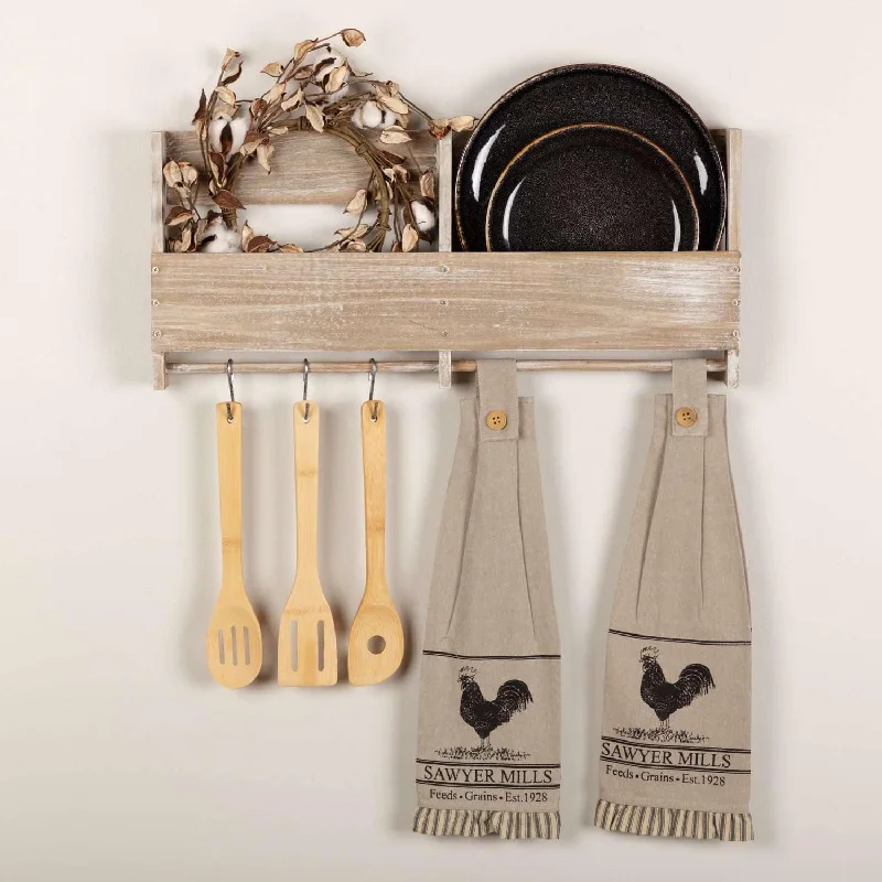 Sawyer Mill Charcoal Poultry Button Loop Kitchen Towel Set of 2 VHC Brands