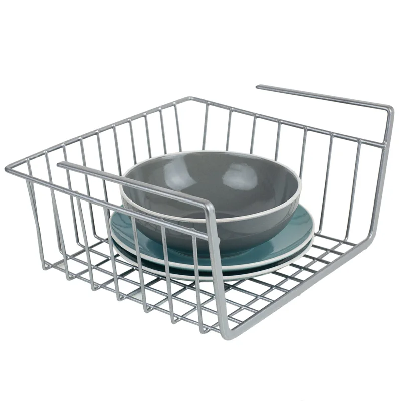 Small Under Shelf Vinyl Coated Steel Basket, Silver