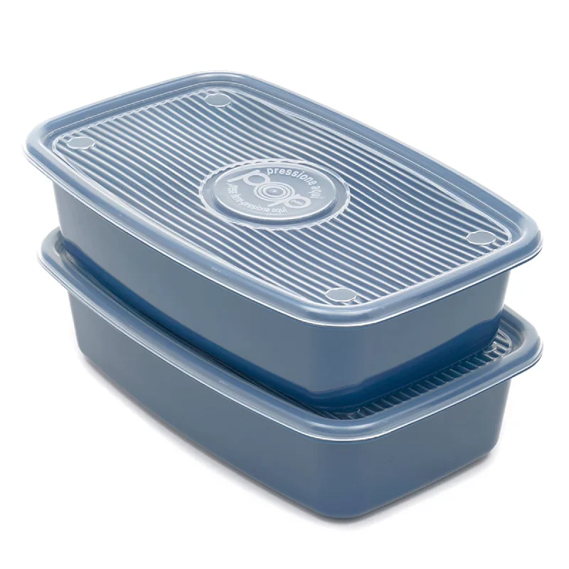 4 Piece Rectangular Plastic Meal Prep Set, (91.3 oz), Blue