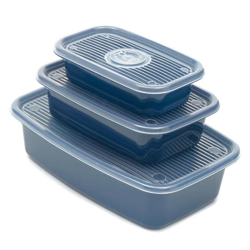 6 Piece Rectangular Plastic Meal Prep Set, Blue