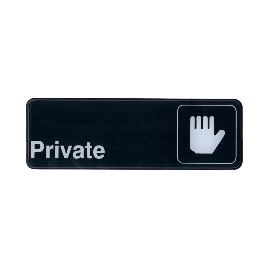 Sign, 3" x 9", Private, white on black