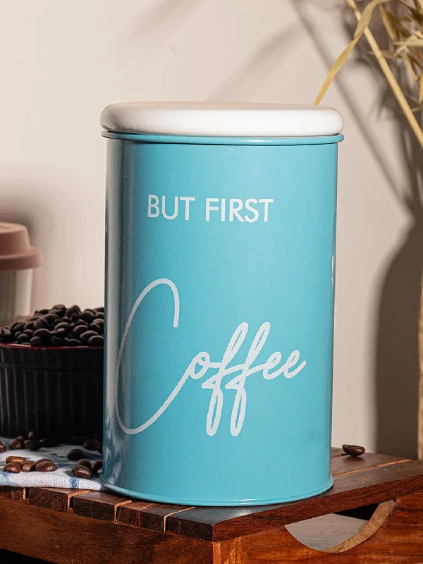 Metal Coffee Jar - Sky Blue, 900 Ml