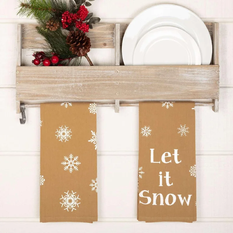 Snowflake Burlap Natural Let It Snow Tea Towel Set of 2 19x28 VHC Brands