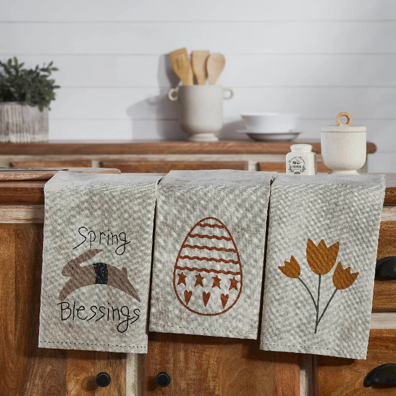 Spring In Bloom Tea Towel Set of 3 19x28  VHC Brands