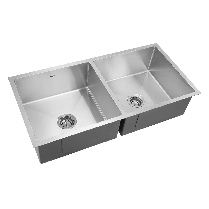 Stainless Steel Grade 304 Sink for Kitchen, Double Bowl Handmade Sink 37x18x9 inches, Matte Finish (KS-SH37189DBM)