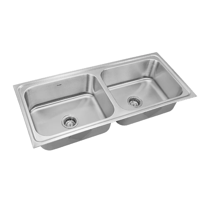 Stainless Steel Grade 304 Sink for Kitchen, Double Bowl Press Sink 45x20x9 inches, Matte Finish (KS-SP45209DBM)