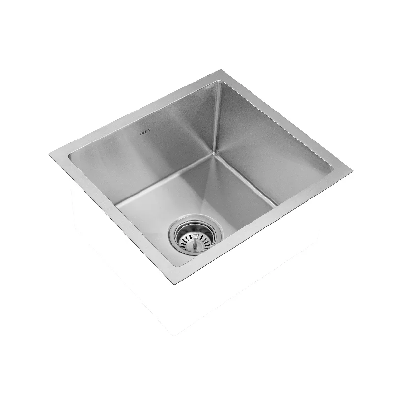 Stainless Steel Grade 304 Sink for Kitchen, Single Bowl Handmade Sink 21x18x9 inches, Matte Finish (KS-SH21189SBM)