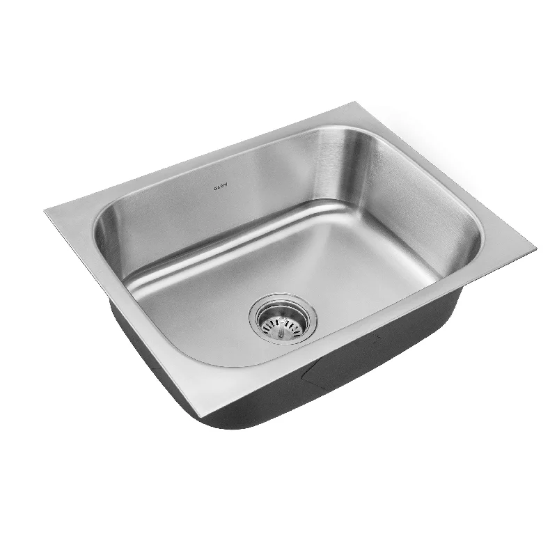 Stainless Steel Grade 304 Sink for Kitchen, Single Bowl Press Sink 21x18x8 inches, Matte Finish (KS-SP21188SBM)