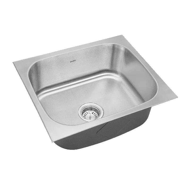 Stainless Steel Grade 304 Sink for Kitchen, Single Bowl Press Sink 24x18x9 inches, Matte Finish (KS-SP24189SBM)