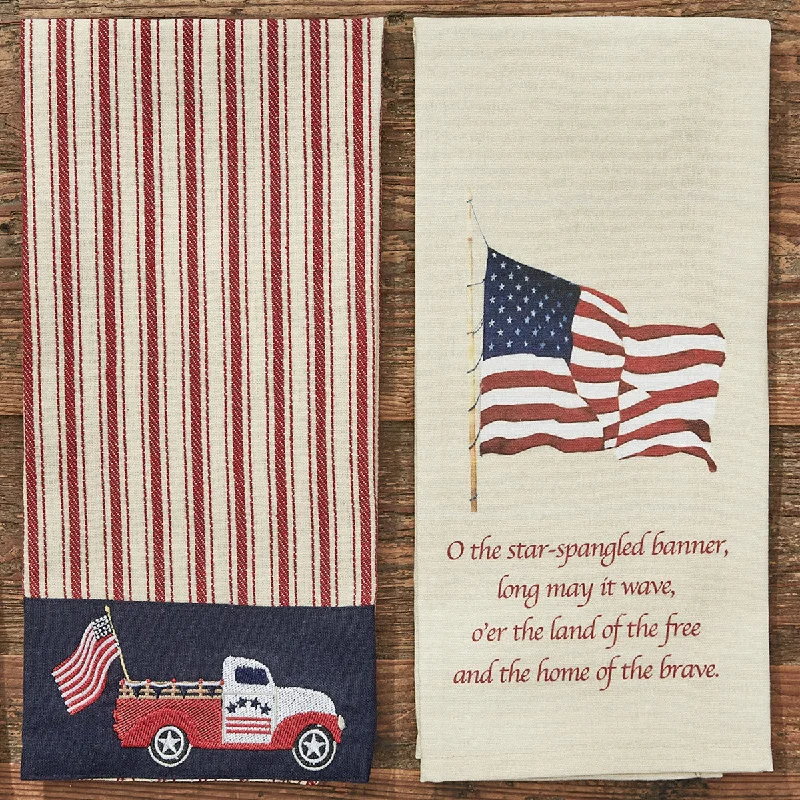 Star Spangled Truck Embroidered Dishtowel Set of 2 Park Designs