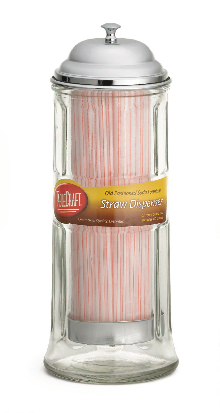 Tablecraft H714CH Glass Straw Dispenser