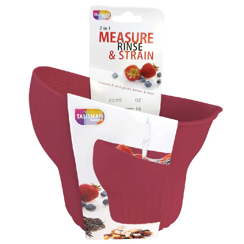 Talisman Designs 2-in-1 Measure Rinse & Strain for Grains, Fruit, and Beans, 2 Cups