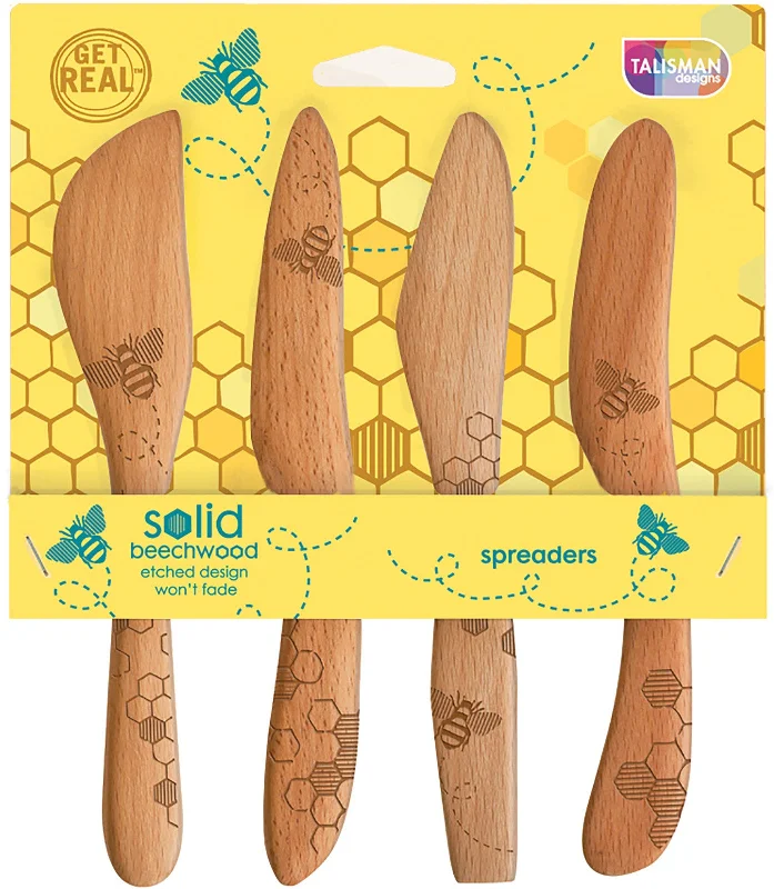 Talisman Designs Beechwood Spreaders, Honey Bee Collection Set of 4