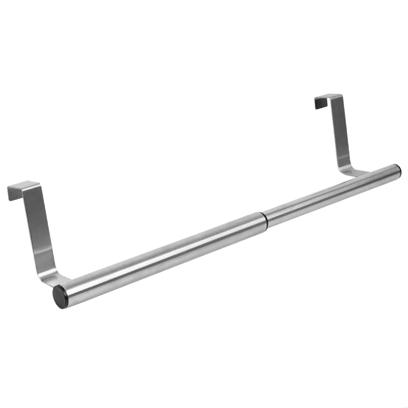 Over the Cabinet Door Quick Install Hanging Modern Expandable Steel Towel Storage Rack, Chrome