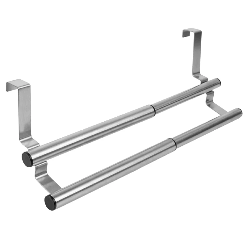 Over the Cabinet Door Quick Install  Hanging Modern Expandable 2 Tier Steel Towel Storage Rack