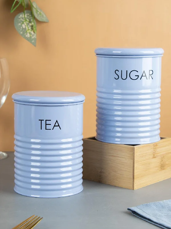 Tea & Sugar Jar - Set Of 2 (Blue, Each 900 mL)