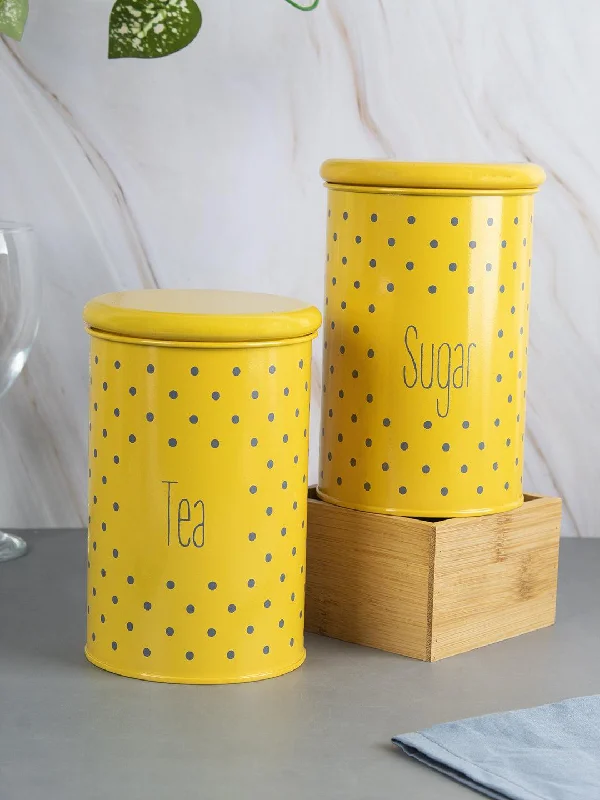 Tea & Sugar Jar - Set Of 2 (Yellow, Each 900 mL)