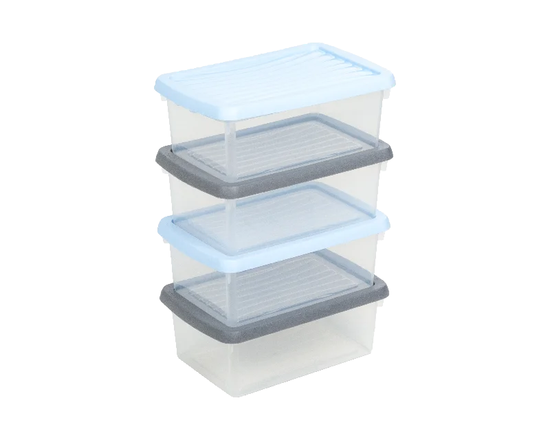 Wham box & lid 1.5L Set of each 4 Clear/assorted - 13104