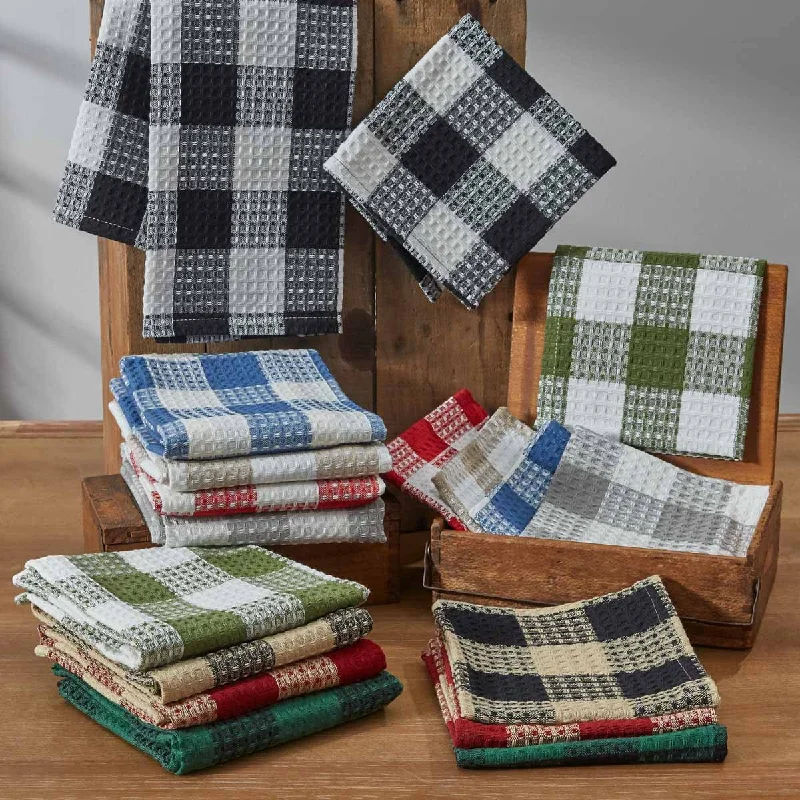 Wicklow Check Black Waffle Dishtowels - Set of 3 Park Designs