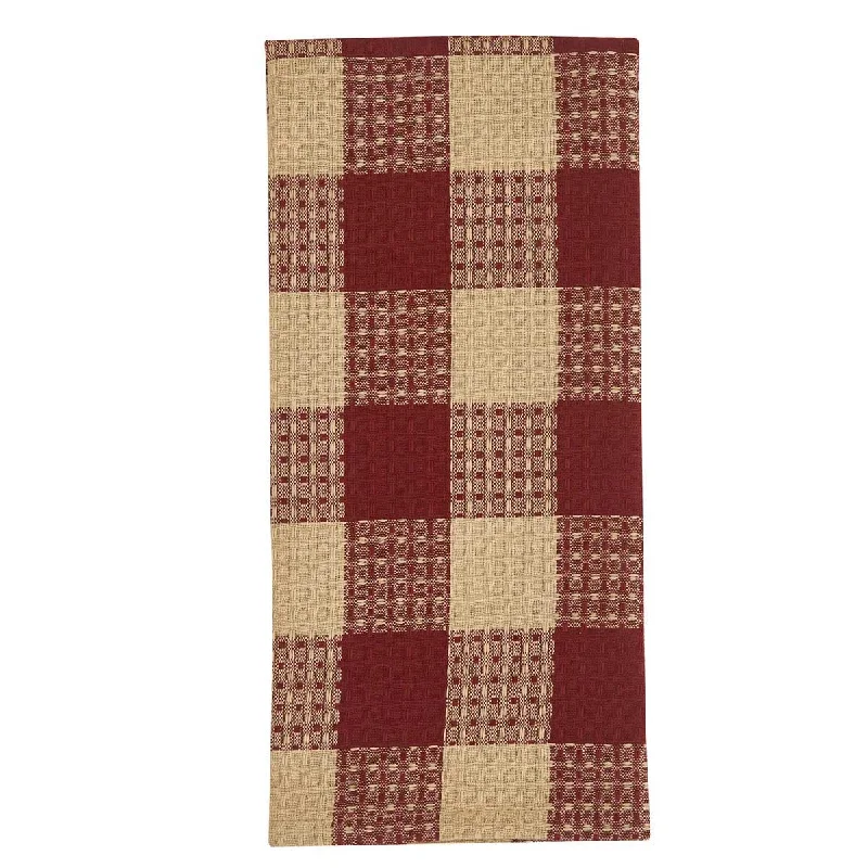 Wicklow Check Garnet Waffle Dishtowels - Set of 3 Park Designs