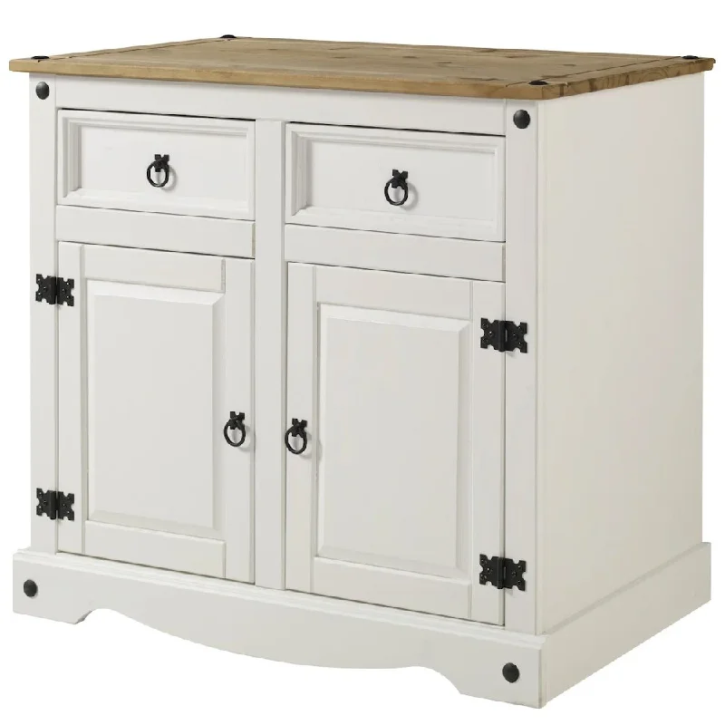 Wood Buffet Sideboard in Distressed White